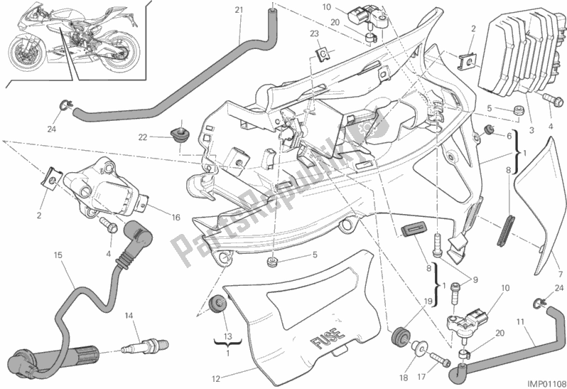 Tutte le parti per il 018 - Impianto Elettrico Sinistro del Ducati Superbike 959 Panigale Corse 2019